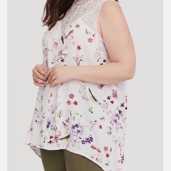 torrid Tops - Torrid Lace and Floral Sleeveless Top